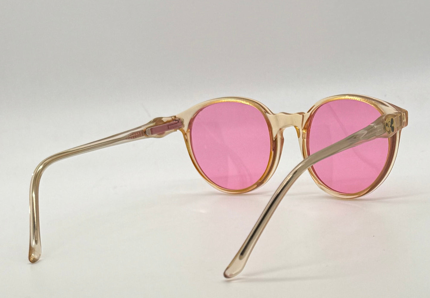 DISNEY- 80s MICKEY MOUSE SUNGLASSES-NEW SOLID PINK CUSTOM LENSES-UNWORN-FRANCE