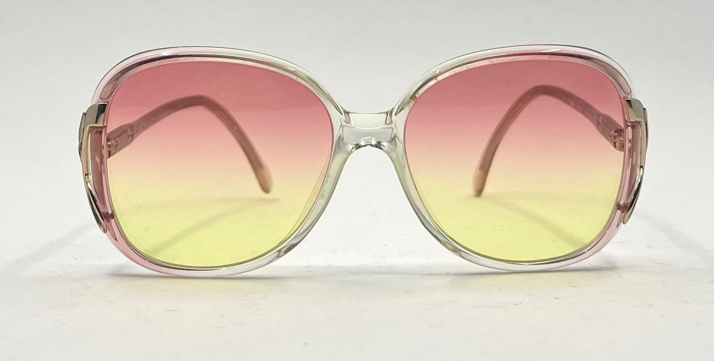 Luxottica Vintage Oversized Sunglasses-with New Rose/Lemon Custom Lenses