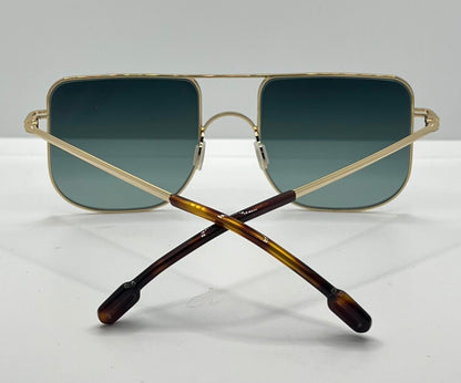 Odette Lunettes Juno M202 Gold Sunglasses-Made In France-Gradient Blue|Green Lenses-New