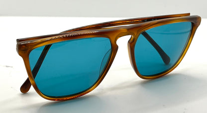 Gianni Versace 420 Vintage Sunglasses-Dark Amber Honey Frame w|New, Custom Aqua Lenses-Unworn