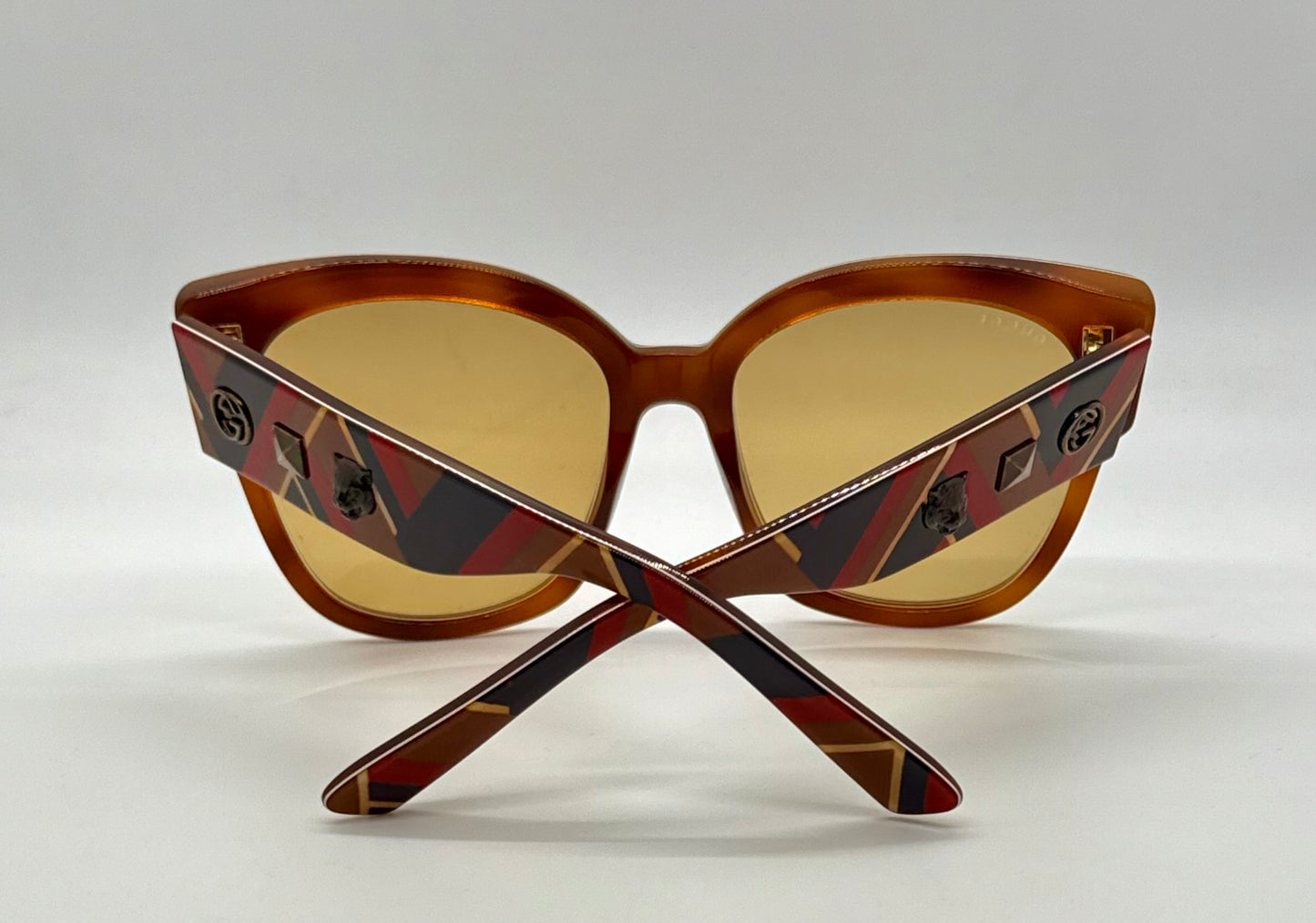 Gucci GG0059S 003 Amber Tortoise Geometric Sunglasses w/ Original Amber Lenses (Unworn)
