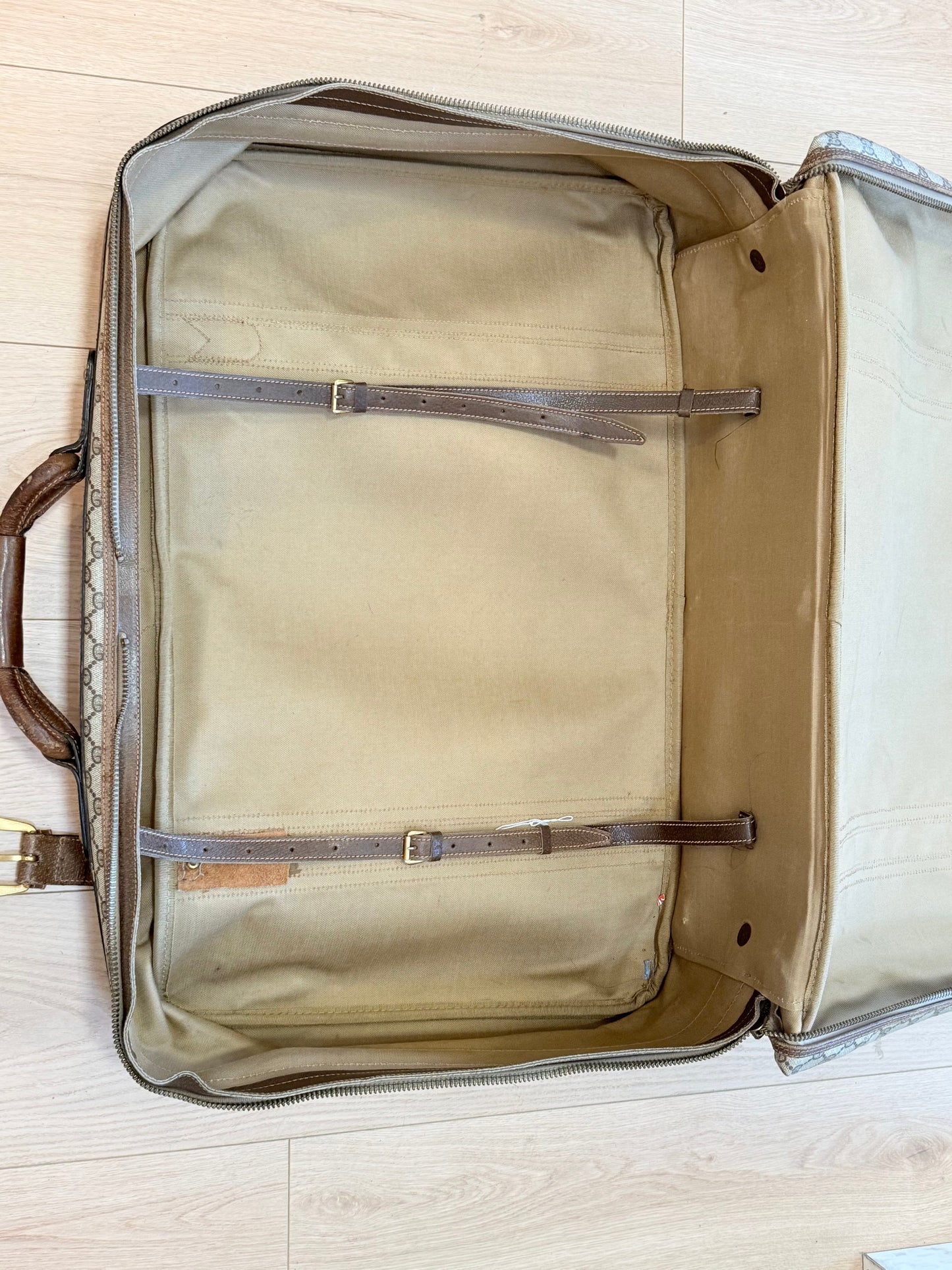 Vintage Gucci GG Supreme Web Stripe Suitcase 1980s Travel Case