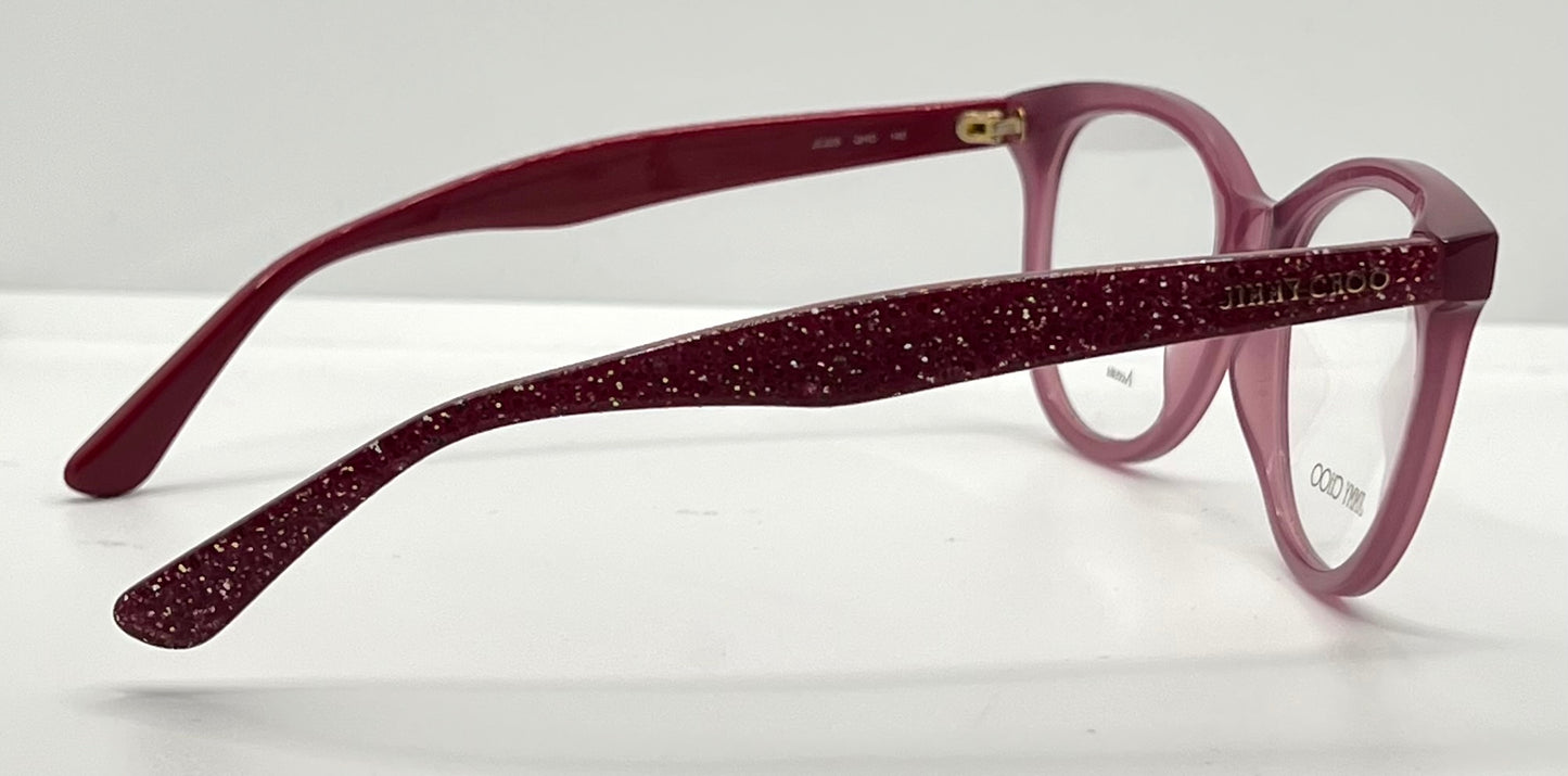 Jimmy Choo Jc205 Qho Pink Glitter Eyeglasses-New-Unworn-Italy-47Mm