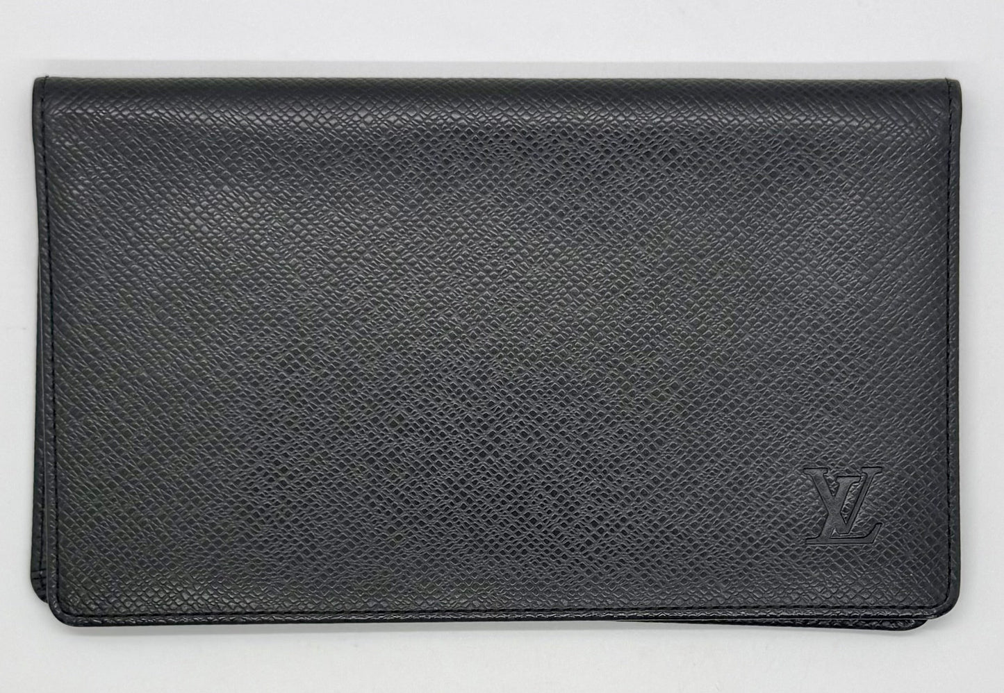 Louis Vuitton Taiga Leather Long Wallet-Black-Made in France-Unused-Archive