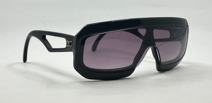 Claudia Carlotti Zenith CS-10 Vintage Shield Sunglasses Black/Gold Collector’s Cond