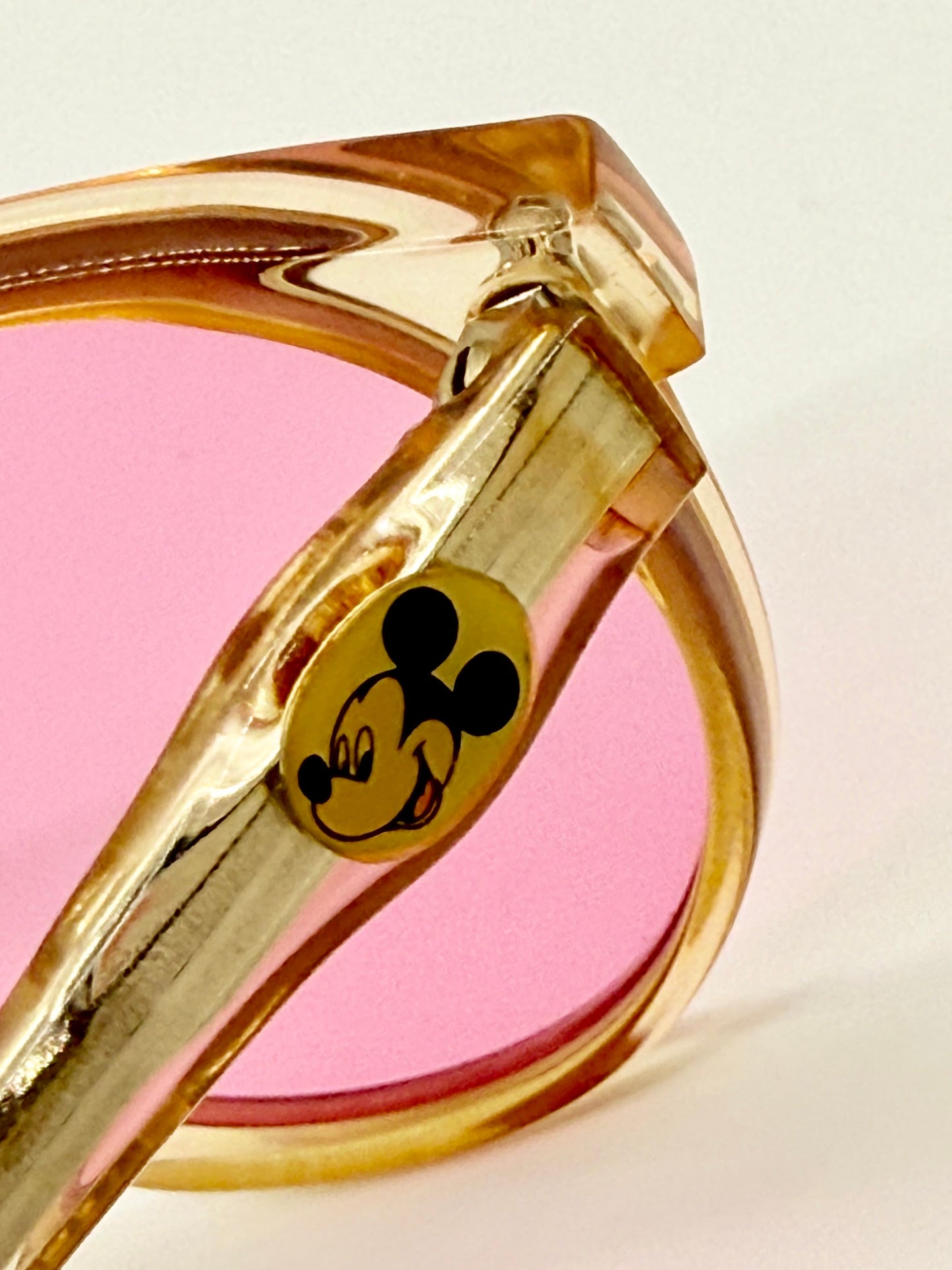 DISNEY- 80s MICKEY MOUSE SUNGLASSES-NEW SOLID PINK CUSTOM LENSES-UNWORN-FRANCE