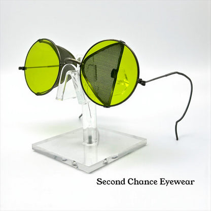 Industrial / Glacier ANTIQUE Spectacles – Green Lenses with Mesh Side Shields – c.1900