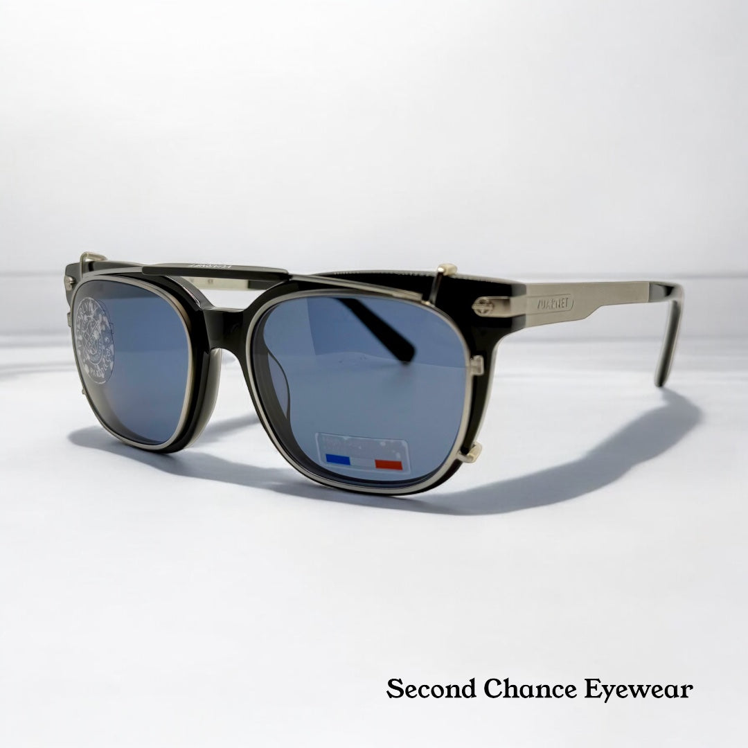 Vuarnet Vl1407 0001 Polarized Clip-On Sunglasses With Mineral Glass Lenses