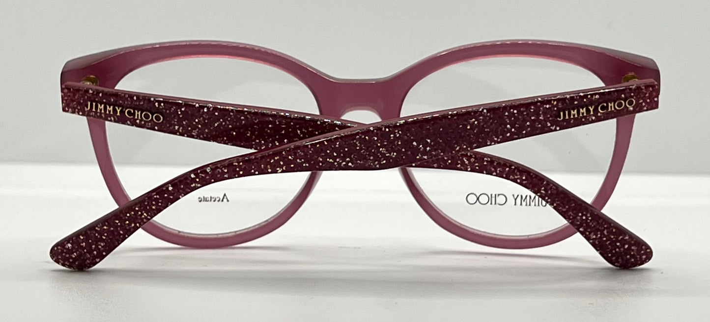 Jimmy Choo Jc205 Qho Pink Glitter Eyeglasses-New-Unworn-Italy-47Mm