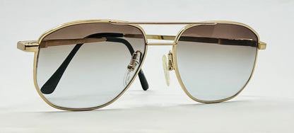 Studio 123-R-Flex Gold Aviator Sunglasses-New Gradient Custom Lenses-1970s Vintage