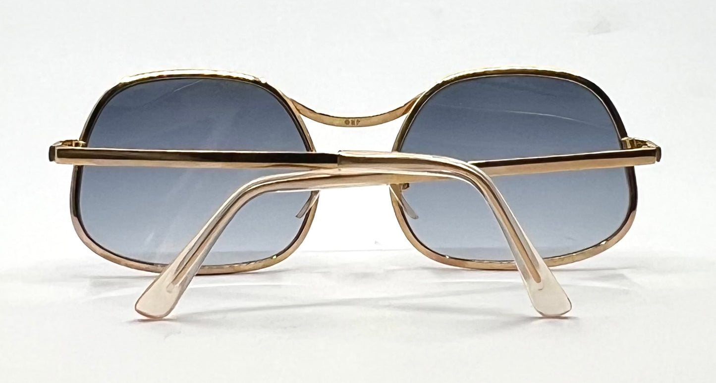 Italian Gold-Filled Hammered Pilot Sunglasses-Vintage Deadstock w/New Gradient Custom Lenses