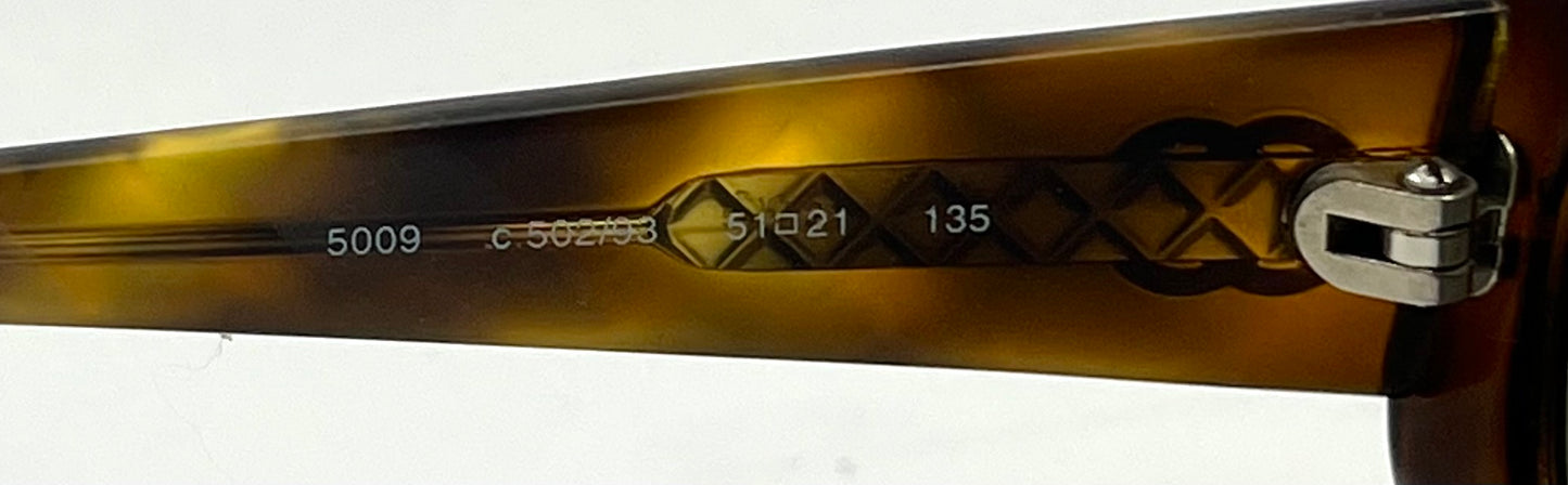 Chanel 5009 C.502/93 Tortoise Quilted Oval Y2K Vintage Sunglasses 51mm-Italy