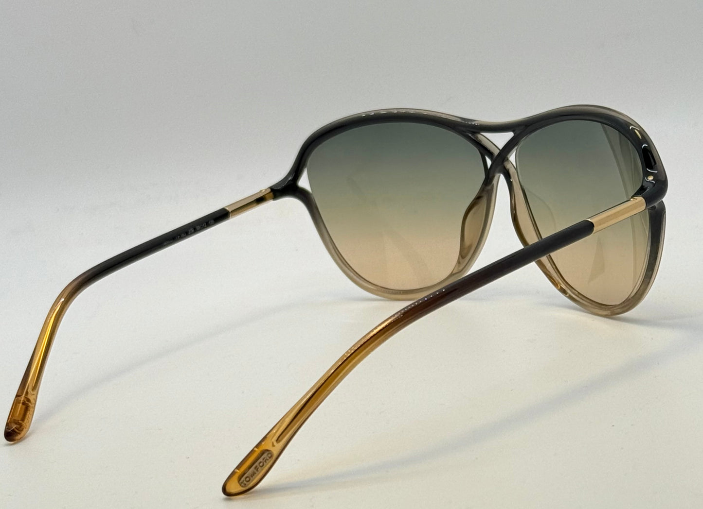 Tom Ford Tabitha Tf183 20B Green Aviator Sunglasses-Greenhoney Gradient Lenses-Full Kit