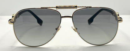 Versace 2236 1002|11 Gold Black Aviator Sunglasses Grey Gradient Made In Italy Nos