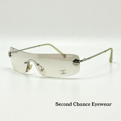 Chanel 4086 C.124|6Y Vintage Shield Sunglasses – Deadstock|Unworn-Camellia Silver