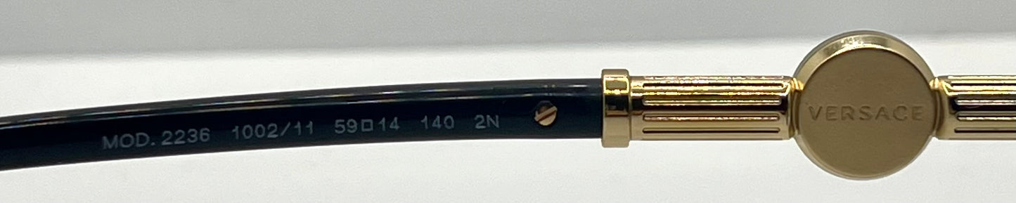 Versace 2236 1002|11 Gold Black Aviator Sunglasses Grey Gradient Made In Italy Nos