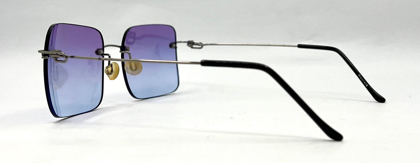 Masters 543 Rimless Gradient Sunglasses – Purple to Blue Lens – G/MET – Unworn