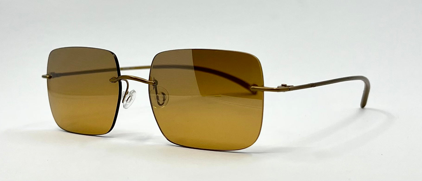 Donna Karan DKNY 9218S 711 Rimless Sunglasses Gold Amber Lenses Deadstock