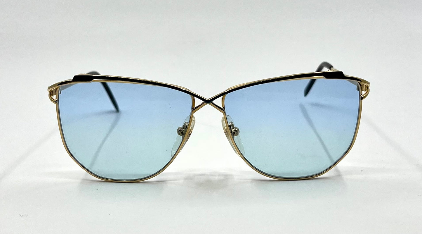 Halston 47 Vintage Sunglasses-Japan Gold w/New Solid Sky Blue Custom Lenses