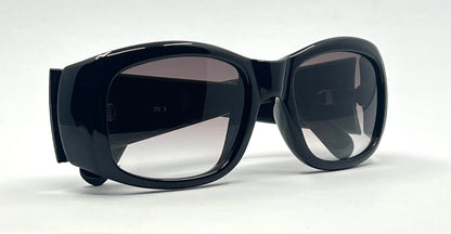 Lazi iTV 3 Vintage Sunglasses-Black Acetate w/ Silver Logo-Y2K Deadstock Italy