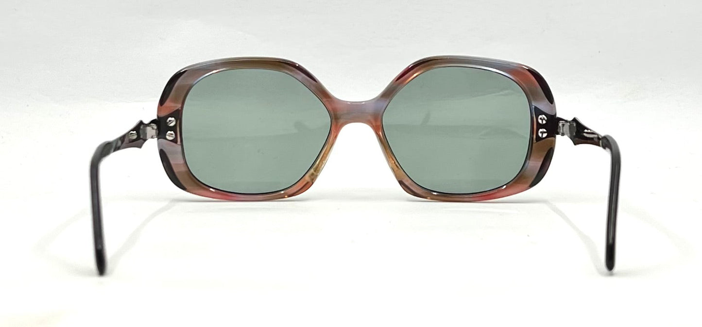 MARCOLIN AMBRA VINTAGE Oversized Sunglasses-New Solid Green Custom Lenses-Italy