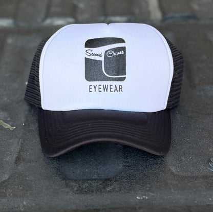 Second Chance Eyewear Trucker Hat- Black|White & Pink|White