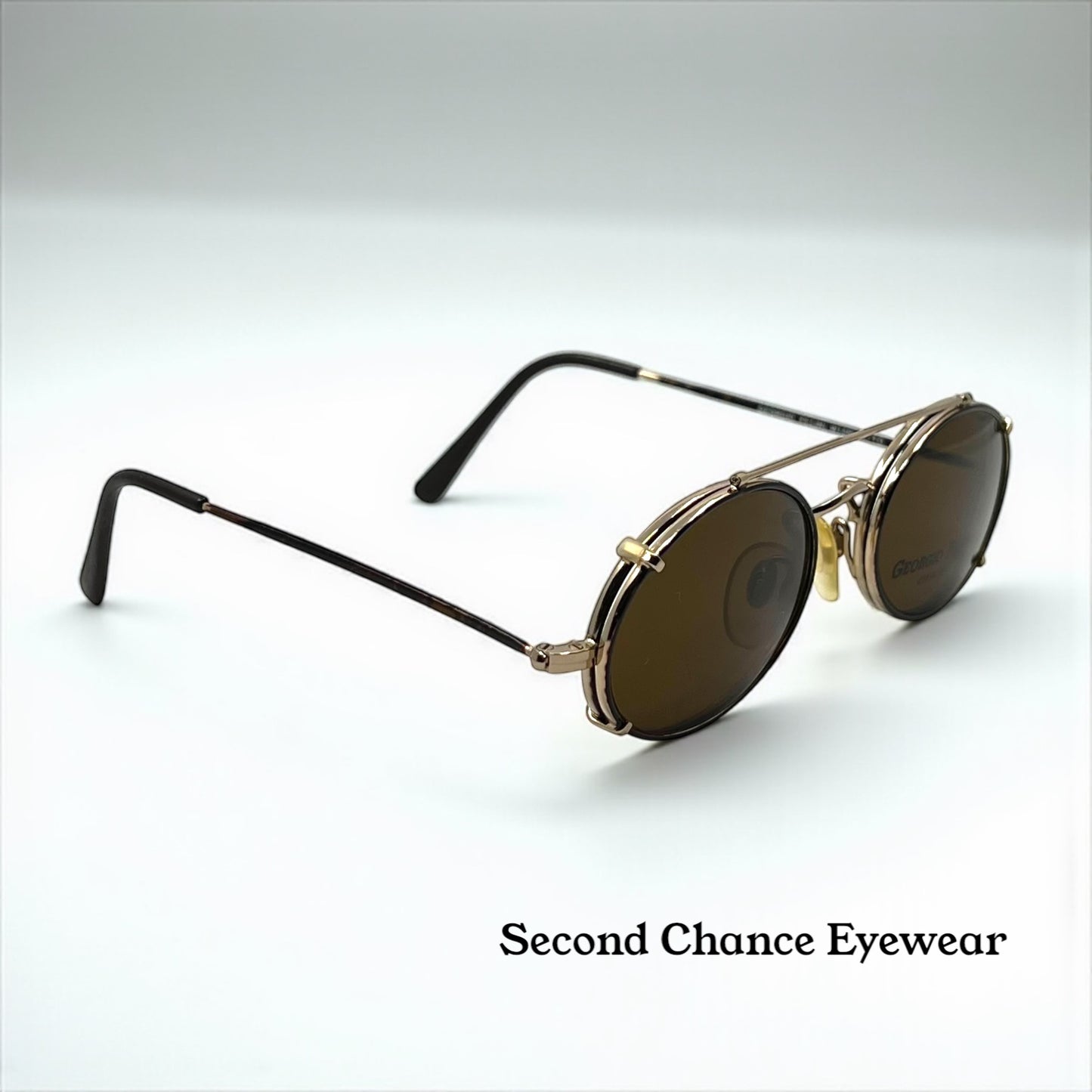 Giorgio Felini W1480 G|To Gold Oval Convertible Eyewear With Clip-On Vintage|Deadstock-Italy 49-20