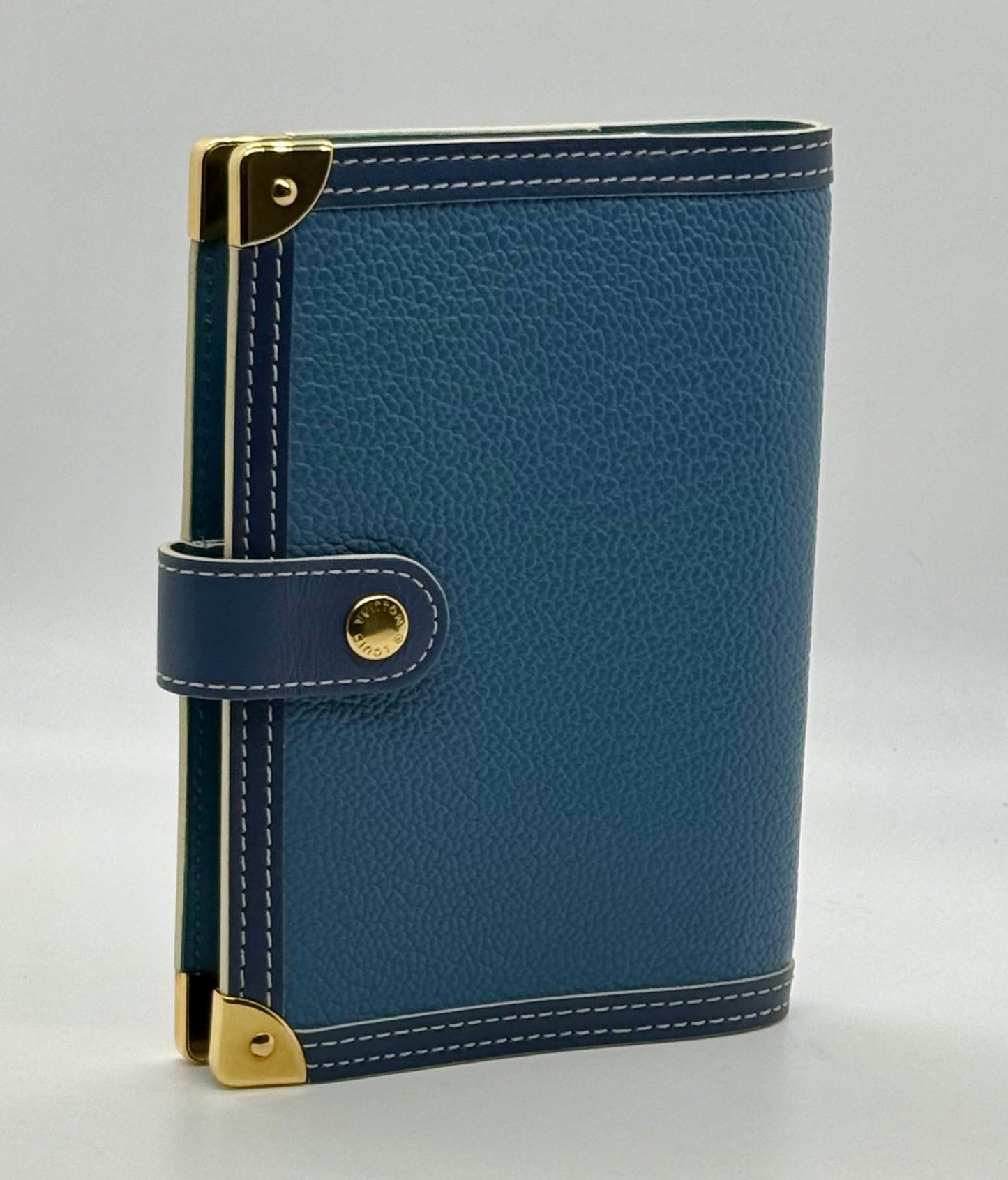 Louis Vuitton Taiga Agenda PM-Blue Leather-VINTAGE Organizer