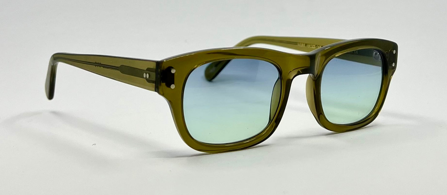 MOSCOT NEBB Sunglasses Olive Green w/New Gradient Custom Tinted Lenses-Full Kit