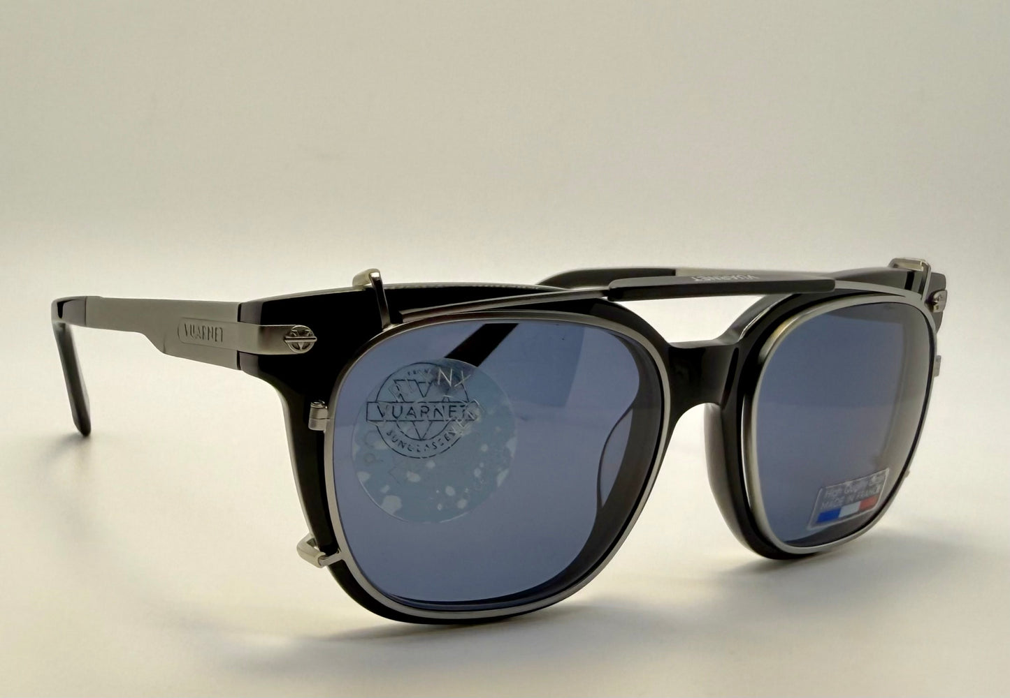 Vuarnet Vl1407 0001 Polarized Clip-On Sunglasses With Mineral Glass Lenses