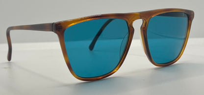 Gianni Versace 420 Vintage Sunglasses-Dark Amber Honey Frame w|New, Custom Aqua Lenses-Unworn