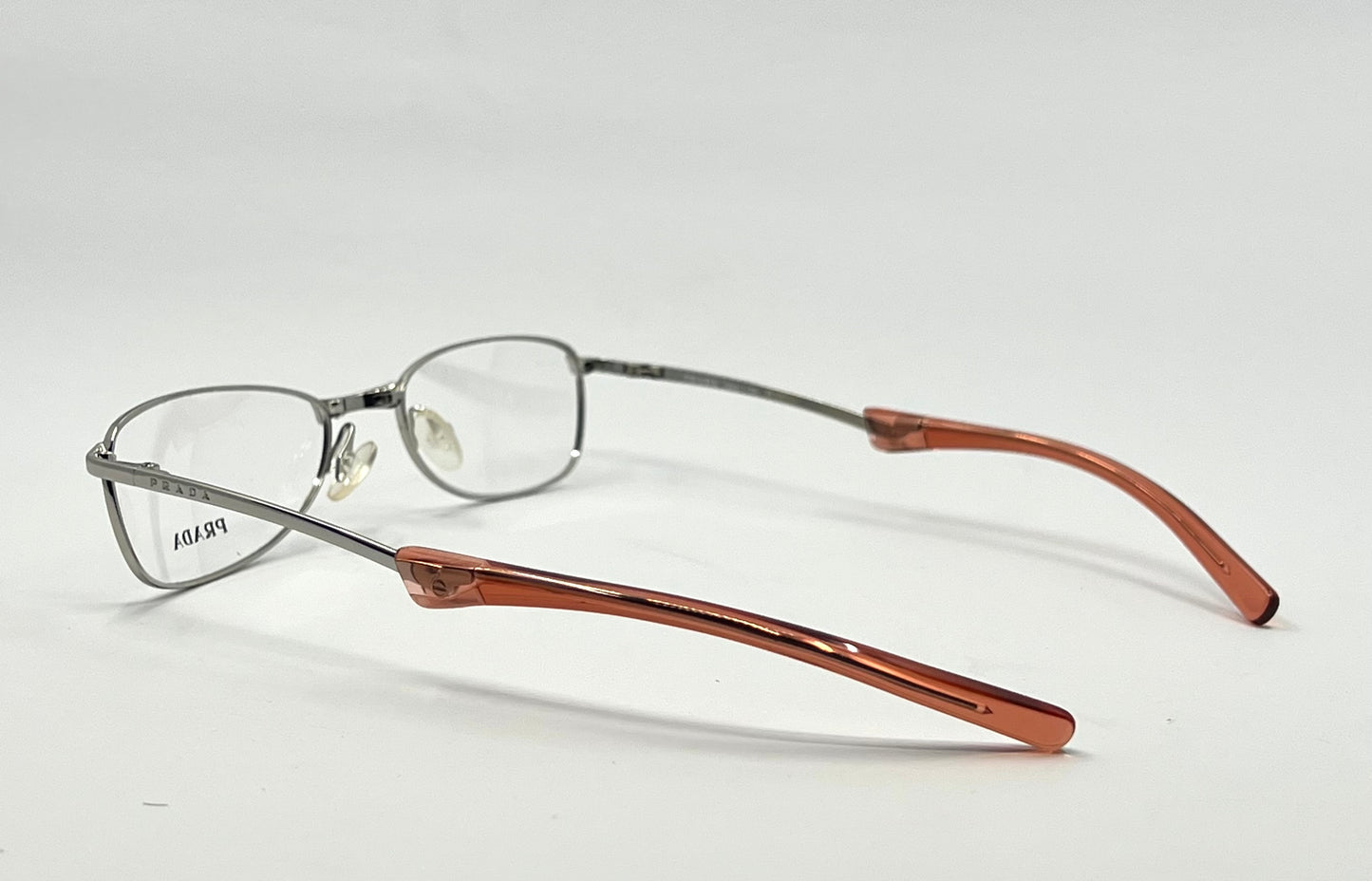 Prada Vpr 76C Vintage FOLDING Eyeglasses-Full Rim-Silver Orange Tips-Unworn-Italy