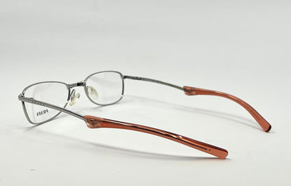 Prada Vpr 76C Vintage FOLDING Eyeglasses-Full Rim-Silver Orange Tips-Unworn-Italy