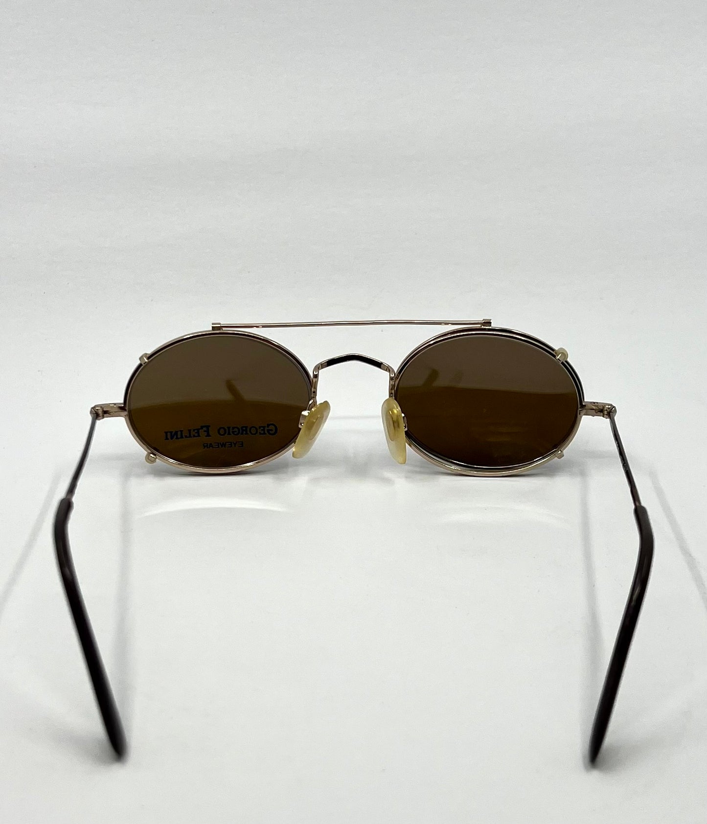 Giorgio Felini W1480 G|To Gold Oval Convertible Eyewear With Clip-On Vintage|Deadstock-Italy 49-20