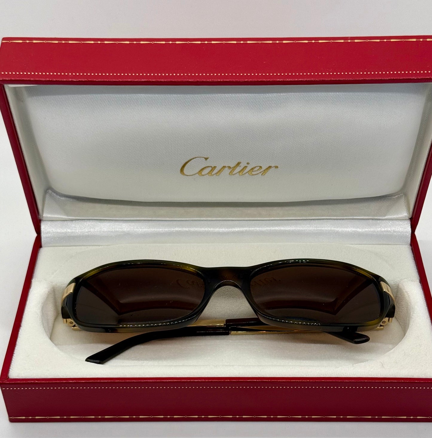 Cartier Paris Vintage France Tortoise Sunglasses NOS Box Zeiss Polarized Gold
