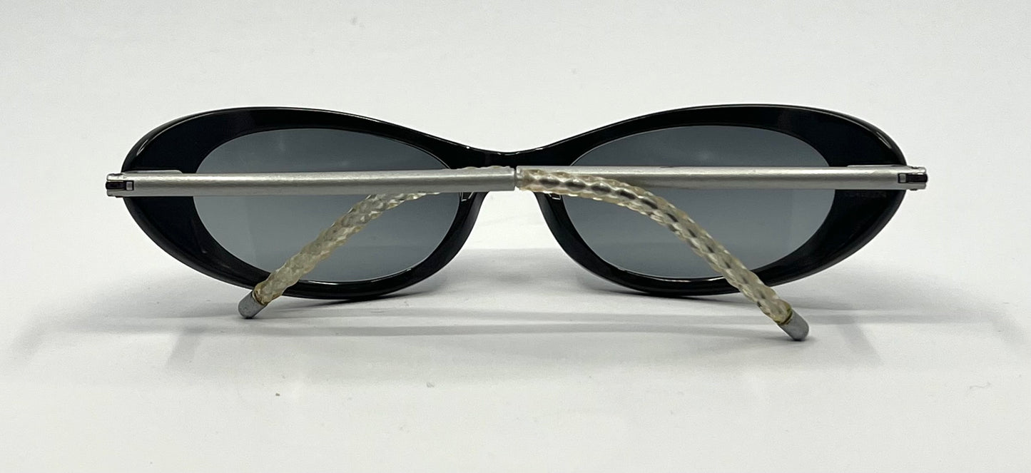 Chanel 5035 5414/11 Y2K Vintage Sunglasses – Black Oval 51-17, Grey Lenses