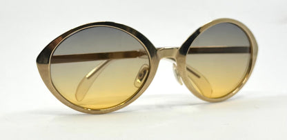 Italian Avant-Garde Round Gold Sunglasses-Vintage Deadstock w/ Second Chance Customs Gradient Lenses