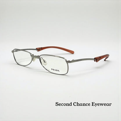 Prada Vpr 76C Vintage FOLDING Eyeglasses-Full Rim-Silver Orange Tips-Unworn-Italy