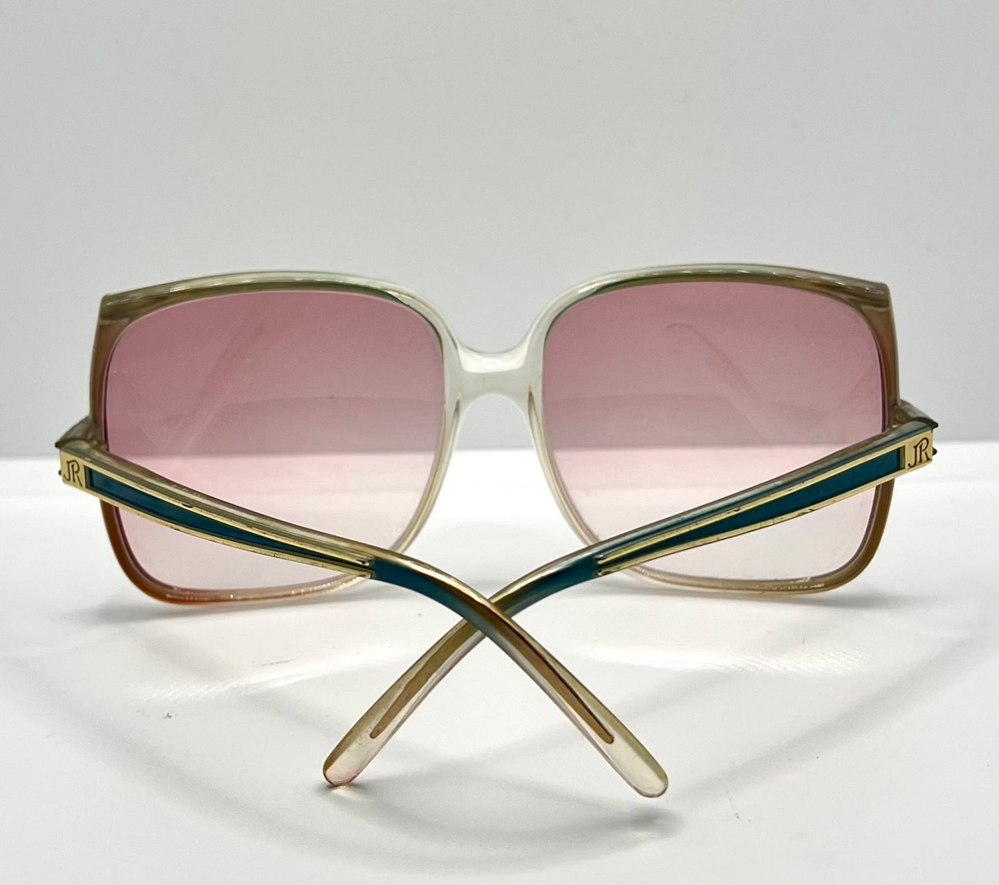 Jean De Paris 674|2 Vintage Sunglasses-Clear Frame Pink Lenses-France Nos