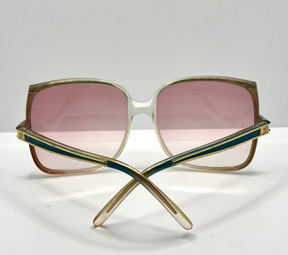 Jean De Paris 674|2 Vintage Sunglasses-Clear Frame Pink Lenses-France Nos