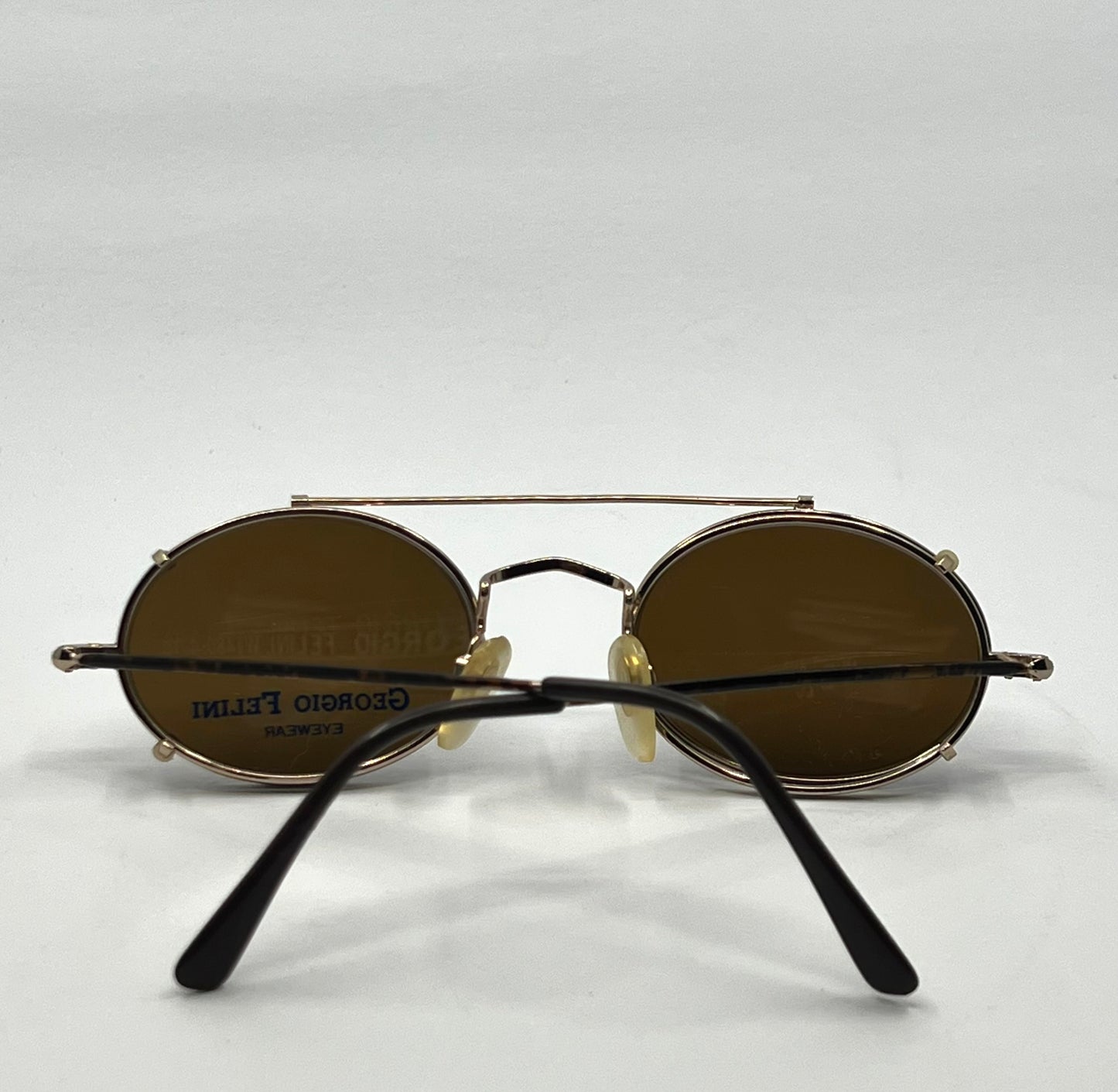 Giorgio Felini W1480 G|To Gold Oval Convertible Eyewear With Clip-On Vintage|Deadstock-Italy 49-20