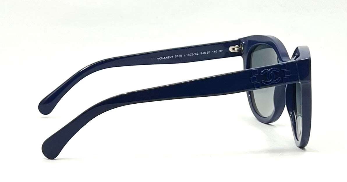 Chanel 5315 Blue Polarized Sunglasses Cat Eye Italy 54-20 Unworn