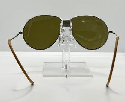 Vintage U.S. Military Esg Folding Aviator Sunglasses – Original Glass Lenses – Eagle Bridge Emblem