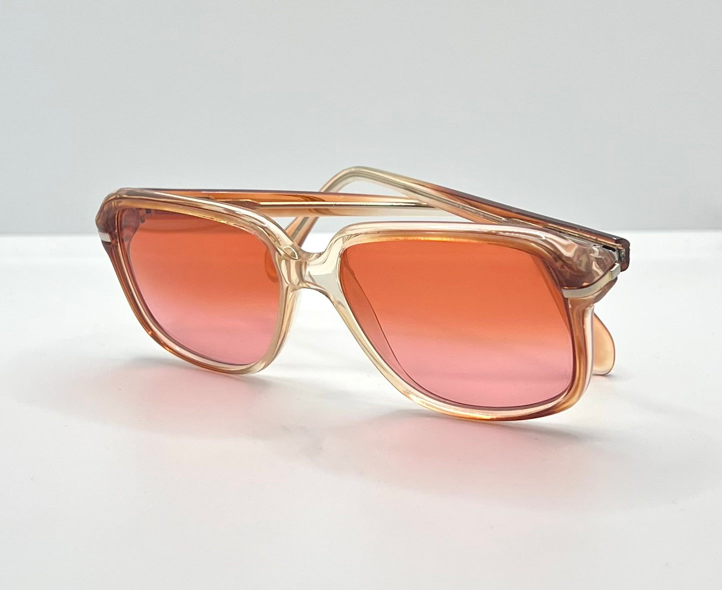 Vintage Deadstock Translucent Peach & Honey Sunglasses – Custom Solid Pink Berko’s Designs Lenses