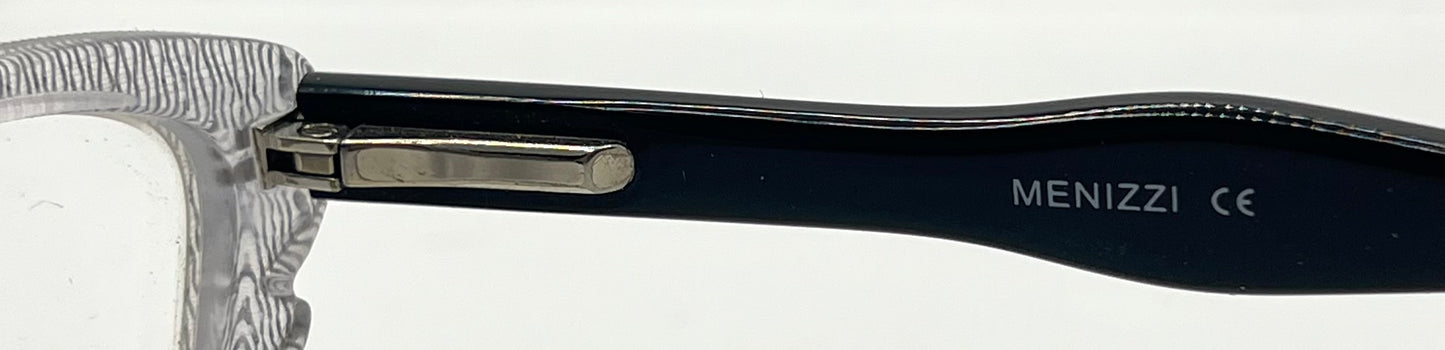 Menizzi Ma3026 Col.01 Eyeglasses – Clear Textured | Black Temples – 50Mm