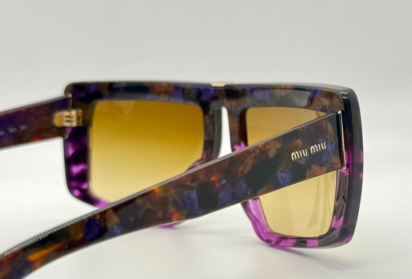 Miu Miu SMU 05O-Vintage Sunglasses-Marbled Purple Amber Frame-Italy-55mm