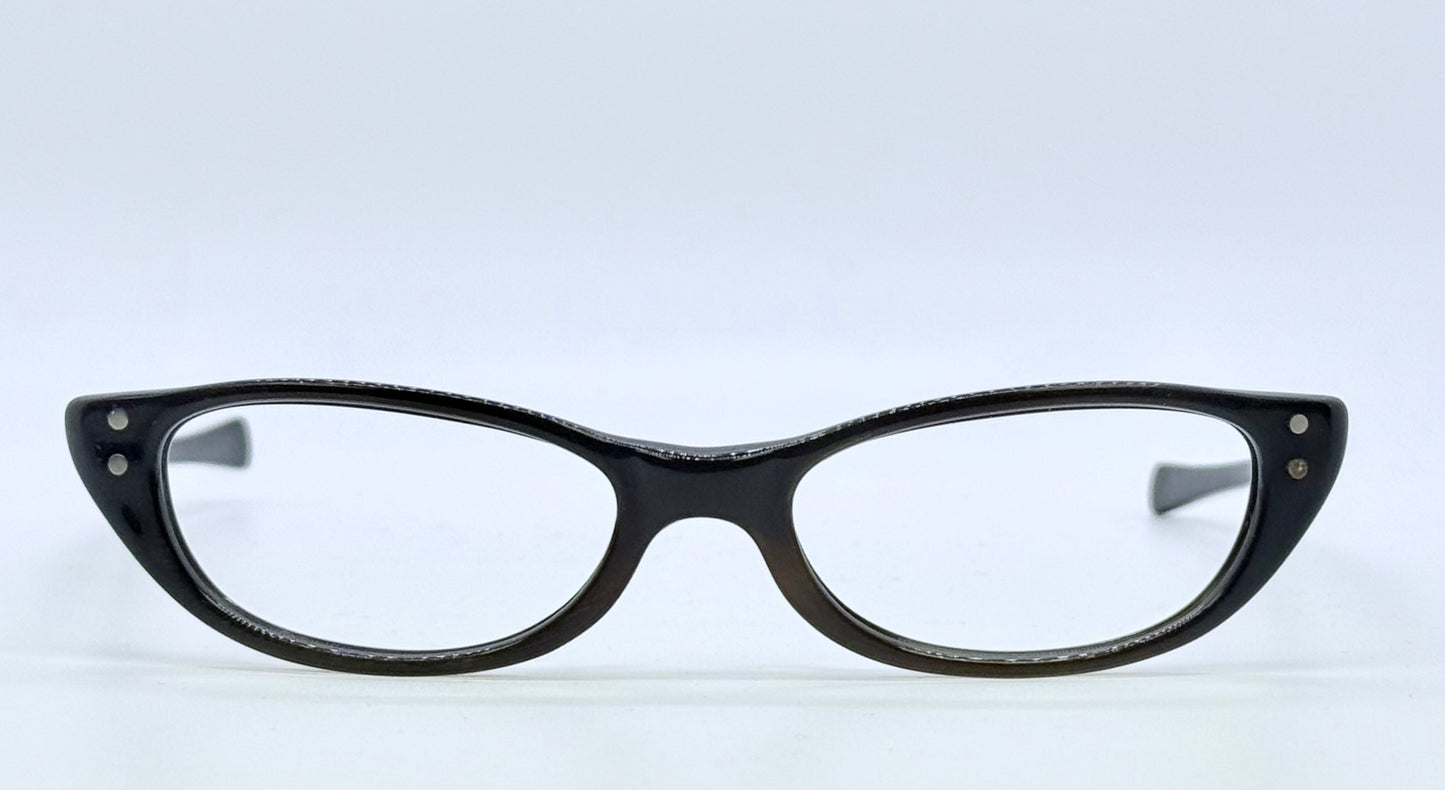 Vintage American Optical Cat-Eye Glasses-1950s|1960s Black & Brown Acetate Frame