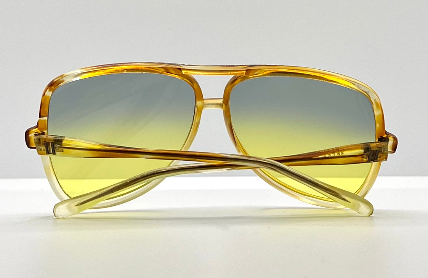 Greece Aviator Vintage Sunglasses-Transparent Amber Frame W|New, Custom Yellow Gradient Lenses-Pre-Owned