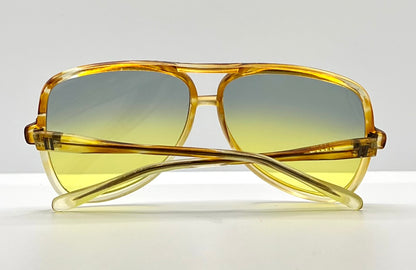 Greece Aviator Vintage Sunglasses-Transparent Amber Frame W|New, Custom Yellow Gradient Lenses-Pre-Owned