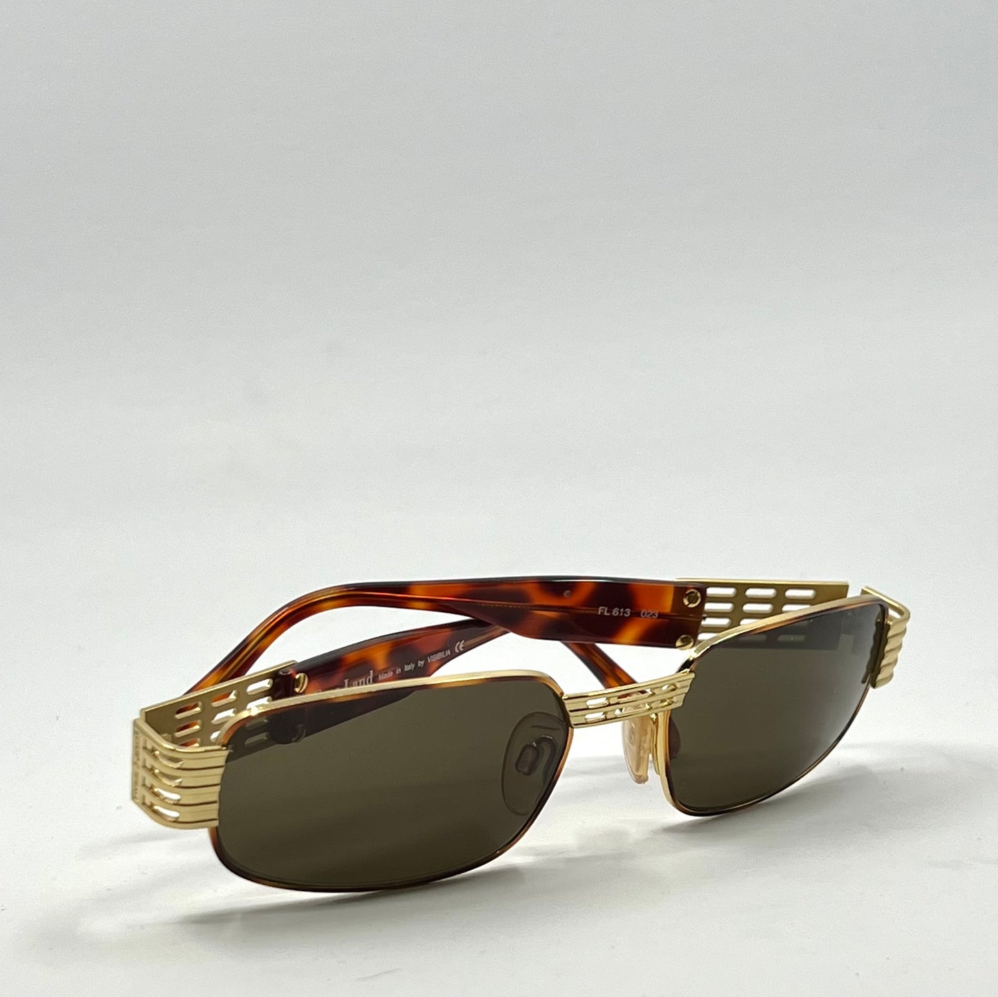 Free Land Visibilia Fl 613 023 Gold Lattice Italy Sunglasses Vintage|Deadstock Unworn